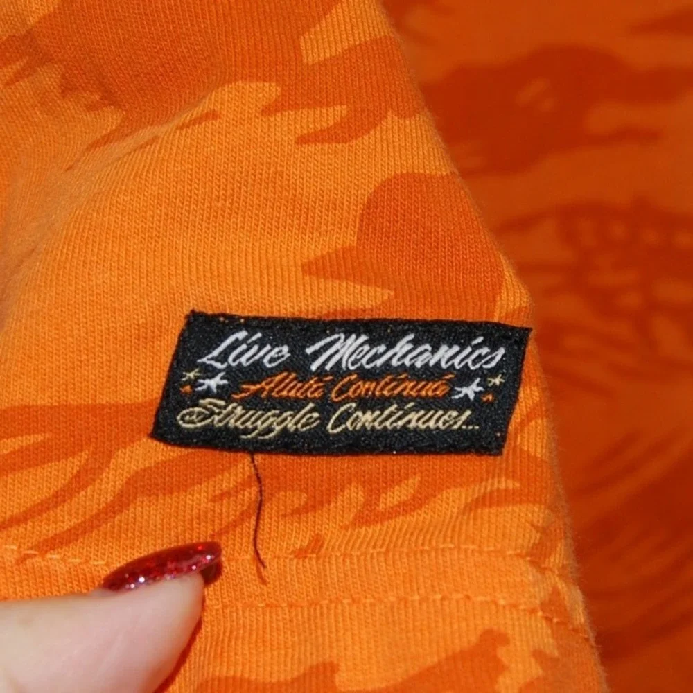Y2K polo Shirt Men's Size‎ 3XL Live Mechanics AOP Embroidered Absract Streetwear